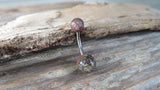 Custom Lengths Leopard Skin Jasper Natural Stone Belly Ring 14g (1.6mm) Piercing VCH Navel Piercing 8mm 10mm 11mm 12mm