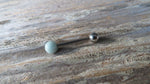 Custom Lengths Green Amazonite Natural Stone Barbell Tongue Ring 14g (1.6mm) Piercing