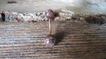 Rose Gold Leopard Skin Jasper Natural Stone Belly Ring 14G (1.6mm) VCH Piercing 8mm 10mm 11mm 12mm Lengths