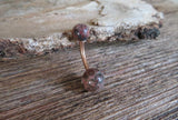 Rose Gold Leopard Skin Jasper Natural Stone Belly Ring 14G (1.6mm) VCH Piercing 8mm 10mm 11mm 12mm Lengths