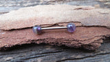 Rose Gold Titanium Ion Plated 5mm Amethyst Natural Stone Barbell Nipple Ring Tongue Ring 14g (1.6mm) Piercing