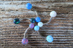 Custom Lengths Navy Blue Green 5mm and 6mm Double Opals Belly Ring Christina VCH 14G (1.6mm) Piercing Opal Belly Ring Hood Piercing