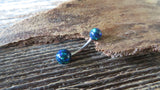 Custom Lengths Navy Blue Green 5mm and 6mm Double Opals Belly Ring Christina VCH 14G (1.6mm) Piercing Opal Belly Ring Hood Piercing