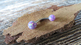 Custom Lengths Lavender Purple 5mm and 6mm Double Opals Belly Ring Christina VCH 14G (1.6mm) Piercing Opal Belly Ring Hood Piercing