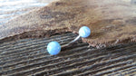 Custom Lengths Light Blue 5mm and 6mm Double Opals Belly Ring Christina VCH 14G (1.6mm) Piercing Opal Belly Ring Hood Piercing