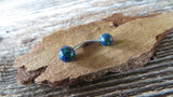 Custom Lengths Navy Blue Green 5mm and 6mm Double Opals Belly Ring Christina VCH 14G (1.6mm) Piercing Opal Belly Ring Hood Piercing