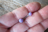 Custom Lengths Lavender Purple 5mm and 6mm Double Opals Belly Ring Christina VCH 14G (1.6mm) Piercing Opal Belly Ring Hood Piercing