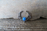 Blue Fire Opal Gold IP Faux Fake Septum Non Piercing