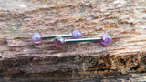 Minimalist Rainbow IP Surgical Steel Amethyst Natural 5mm Stone Barbell Nipple Rings Industrial 14G (1.6mm) Piercing