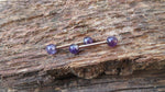 Minimalist Rose Gold IP Surgical Steel Amethyst Natural 5mm Stone Barbell Nipple Rings Industrial 14G (1.6mm) Piercing