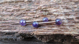 Minimalist Rose Gold IP Surgical Steel Amethyst Natural 5mm Stone Barbell Nipple Rings Industrial 14G (1.6mm) Piercing