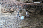 Blue Fire Opal Silver IP Faux Fake Septum Non Piercing