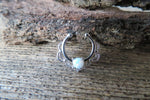 Blue Fire Opal Gold IP Faux Fake Septum Non Piercing