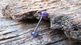 Minimalist Surgical Steel Amethyst Natural 5mm Stone Barbell Nipple Rings Industrial 14G (1.6mm) Piercing