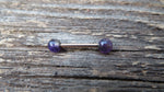 Minimalist Rose Gold IP Surgical Steel Amethyst Natural 5mm Stone Barbell Nipple Rings Industrial 14G (1.6mm) Piercing