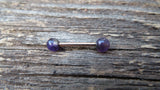 Minimalist Rose Gold IP Surgical Steel Amethyst Natural 5mm Stone Barbell Nipple Rings Industrial 14G (1.6mm) Piercing