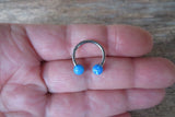 Blue Opal 6G 8G 10G 12G 14G Horseshoe Septum 100% Surgical Steel Externally Threaded Piercing 10G (2.5mm) 12G (2.0mm) 14G (1.6mm)