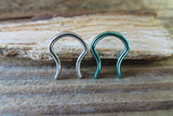 Green & Silver Set of Two 100% Surgical Steel Septum Retainers 16G 14G Lot of 2 Pair of 2 Septum Retainers