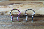 Rainbow & Silver Set of Two 100% Surgical Steel Septum Retainers 16G 14G Lot of 2 Pair of 2 Septum Retainers