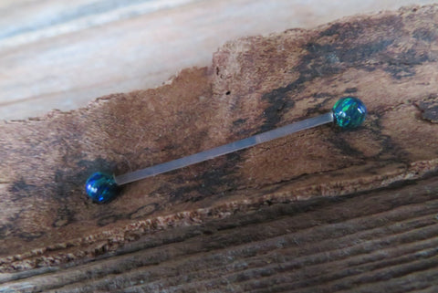 Navy-Blue Green Opal Stone Pregnancy Bio-flex Biolex Retainer Piercing Belly Ring