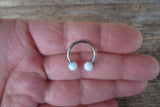 White Opal 6G 8G 10G 12G 14G Horseshoe Septum 100% Surgical Steel Externally Threaded Piercing 10G (2.5mm) 12G (2.0mm) 14G (1.6mm)