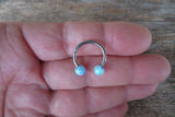 Light Blue Opal 6G 8G 10G 12G 14G Horseshoe Septum 100% Surgical Steel Externally Threaded Piercing 10G (2.5mm) 12G (2.0mm) 14G (1.6mm)