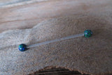 Navy-Blue Green Opal Stone Pregnancy Bio-flex Biolex Retainer Piercing Belly Ring