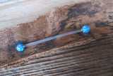 Blue Opal Stone Pregnancy Bio-flex Biolex Retainer Piercing Belly Ring