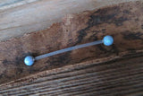 Light Baby Blue Opal Stone Pregnancy Bio-flex Biolex Bioplast Retainer Piercing Belly Ring