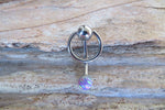 Light Blue Opal Vertical Hood Piercing 14G 12G 10G Slave Ring VCH Curved Barbell Jewelry 14G (1.6mm) 12G (2.0mm) 10G (2.5mm) VCH Belly Ring