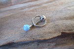 Light Blue Opal Vertical Hood Piercing 14G 12G 10G Slave Ring VCH Curved Barbell Jewelry 14G (1.6mm) 12G (2.0mm) 10G (2.5mm) VCH Belly Ring