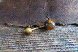 Gold Ion Plated Tiger Eye Natural Stone Belly Ring 14G (1.6mm) VCH Piercing Balls 8mm 10mm 11mm 12mm Lengths