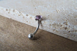 Amethyst Stone Floating Minimalist 100% Surgical Steel Belly Ring 14g VCH Internally Threaded Piercing Custom Lengths