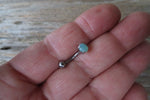 Green Aventurine Stone Floating 100% Surgical Steel Belly Ring 14g VCH Internally Threaded Piercing Custom Lengths