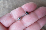 Black Obsidian Stone Floating Minimalist 100% Surgical Steel Belly Ring 14g VCH Internally Threaded Piercing Custom Lengths