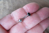 Black Obsidian Stone Floating Minimalist 100% Surgical Steel Belly Ring 14g VCH Internally Threaded Piercing Custom Lengths