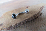 Black Obsidian Stone Floating Minimalist 100% Surgical Steel Belly Ring 14g VCH Internally Threaded Piercing Custom Lengths