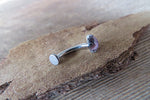 Amethyst Floating Minimalist 100% Surgical Steel Disk End Belly Ring 14g VCH Internally Threaded Piercing Custom Lengths