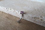 Amethyst Floating Minimalist 100% Surgical Steel Disk End Belly Ring 14g VCH Internally Threaded Piercing Custom Lengths