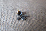 Tiger Eye Titanium Ti6Al4V ELI Implant Grade Natural Stone Minimalist VCH Floating Belly Ring Curve 14g Internally Threaded Piercing