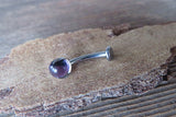 Amethyst Titanium Ti6Al4V ELI Implant Grade Natural Stone Minimalist VCH Floating Belly Ring Curve 14g Internally Threaded Piercing