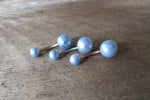 Gold Baby Blue Faux Pearl Belly Ring 14g (1.6mm) Piercing