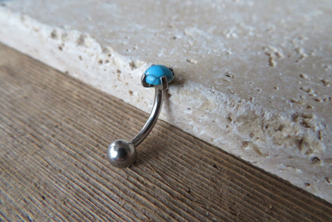 Turquoise Howlite Stone Floating Minimalist 100% Surgical Steel Belly Ring 14g VCH Internally Threaded Piercing Custom Lengths