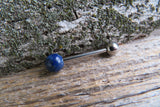 Custom Lengths Lapis Lazuli Natural Stone Barbell Tongue Ring 14g (1.6mm) Piercing