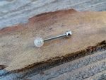 Rutile Quartz Titanium Ti6Al4V ELI Implant Grade Natural Stone Barbell Tongue Ring 14g (1.6mm) Piercing