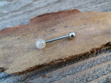 Rutile Quartz Titanium Ti6Al4V ELI Implant Grade Natural Stone Barbell Tongue Ring 14g (1.6mm) Piercing