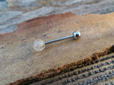 Rutile Quartz Titanium Ti6Al4V ELI Implant Grade Natural Stone Barbell Tongue Ring 14g (1.6mm) Piercing