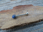 Sodalite Titanium Ti6Al4V ELI Implant Grade 6mm Natural Stone Barbell Tongue Ring 14g (1.6mm) Piercing