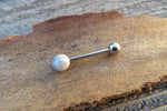 White Howlite Titanium Ti6Al4V ELI Implant Grade 6mm Natural Stone Barbell Tongue Ring 14g (1.6mm) Piercing