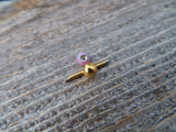 Gold IP Lavender Purple Fire Opal 100% Surgical Steel Stone Barbell Tongue Ring 14G (1.6mm) Piercing Custom Lengths